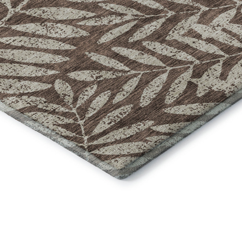 Premium Machine Washable Prisco Brown Rug, Rectangle 3' x 5'
