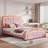 Comfortable Upholstered Platform Bed With Adjustable Headboard And LED Lights For Kids-591793705-591793708