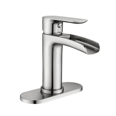 Waterfall Bathroom Faucet Single Handle Bathroom Sink Faucets 1 Or 3 Hole Solid Vanity Faucet With Deck Plate & Overflow Pop Up Drain