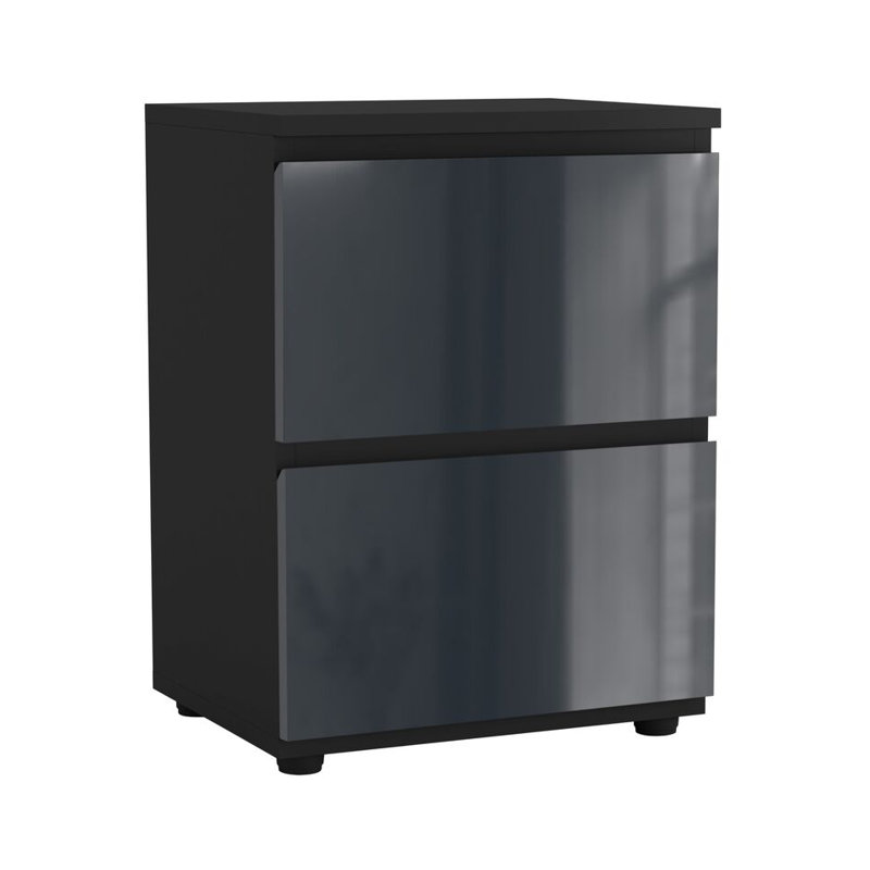 Otella 36 cm W Bedside Table, Black/Grey