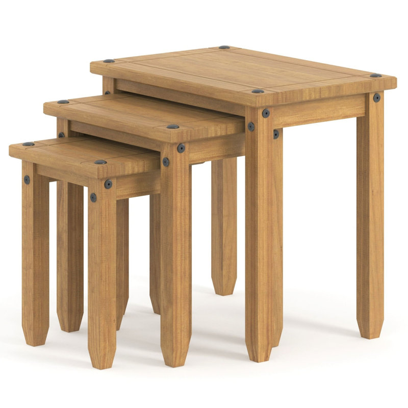 Payton 3-Piece Nesting Tables, Solid Pine, Corona Design, Natural