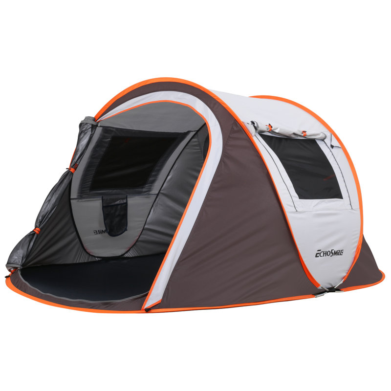 EchoSmile Gray and White 2-Person Pop-Up Camping Tent