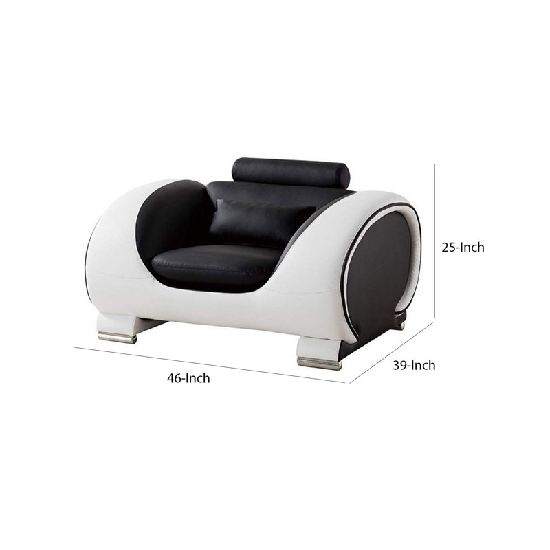 Shryock Faux Leather Club Chair, Black/White