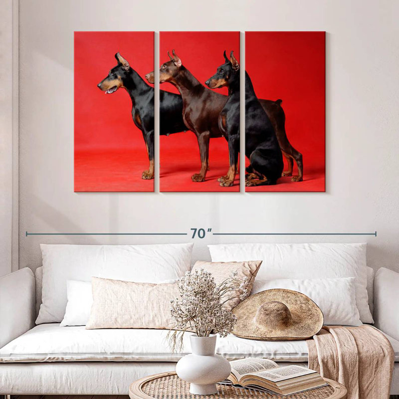 Brampt Doberman Trio, 32" H x 50" W