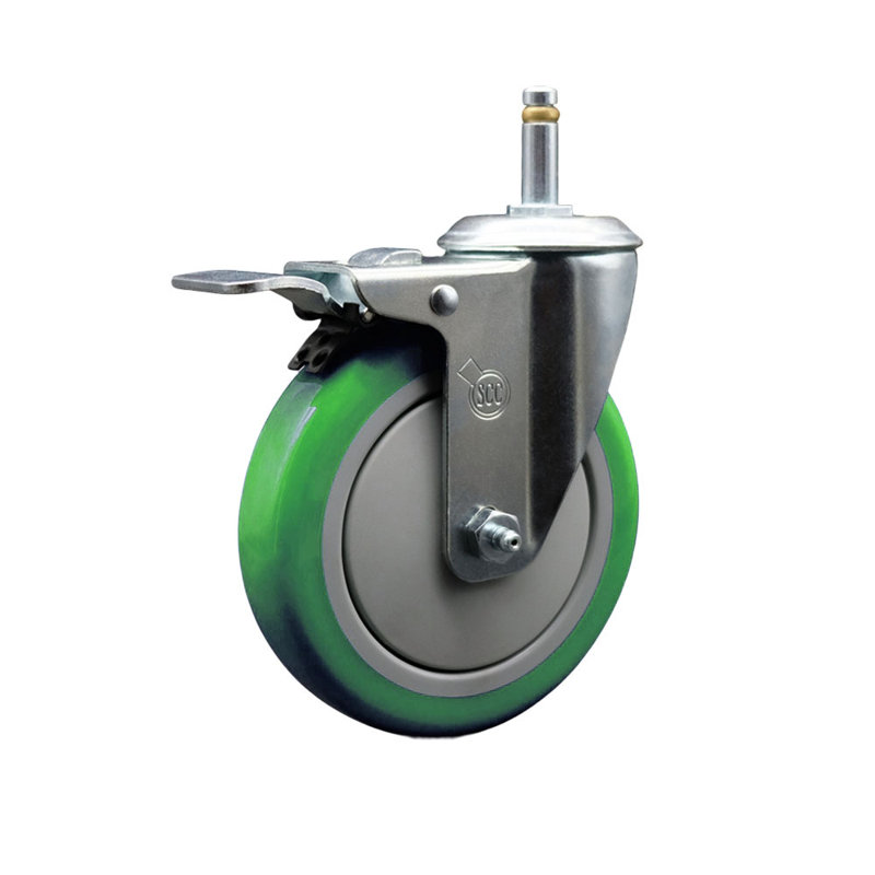 Roulettes pivotantes 5 pouces avec roues pivotantes 7/16 pouces, Vert
