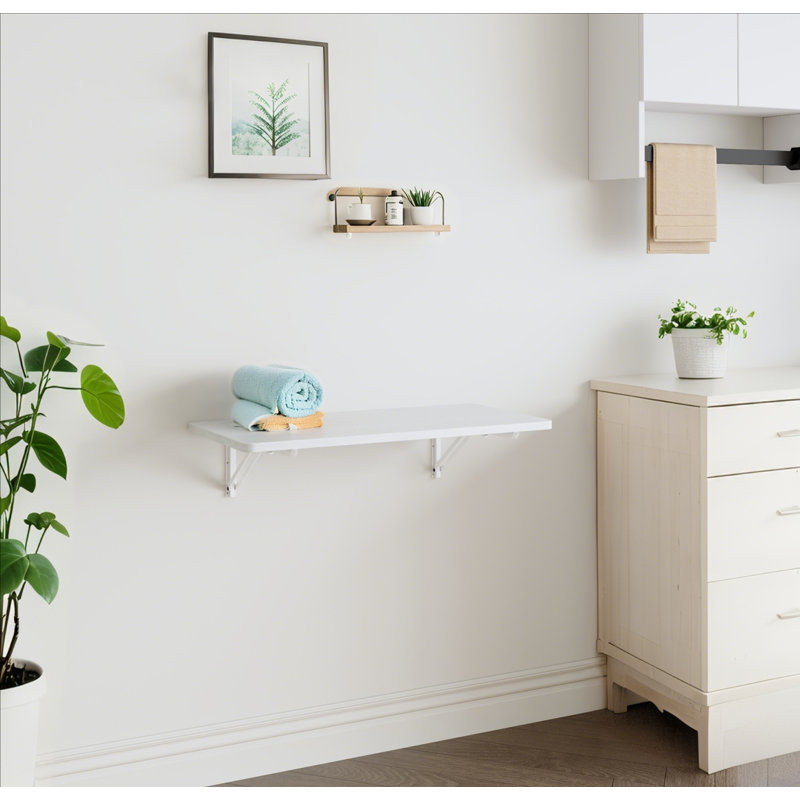 Table pliante murale - Établi polyvalent pour petits espaces, Blanc, H 7,3 po x L 31,4 po x P 15,7 po