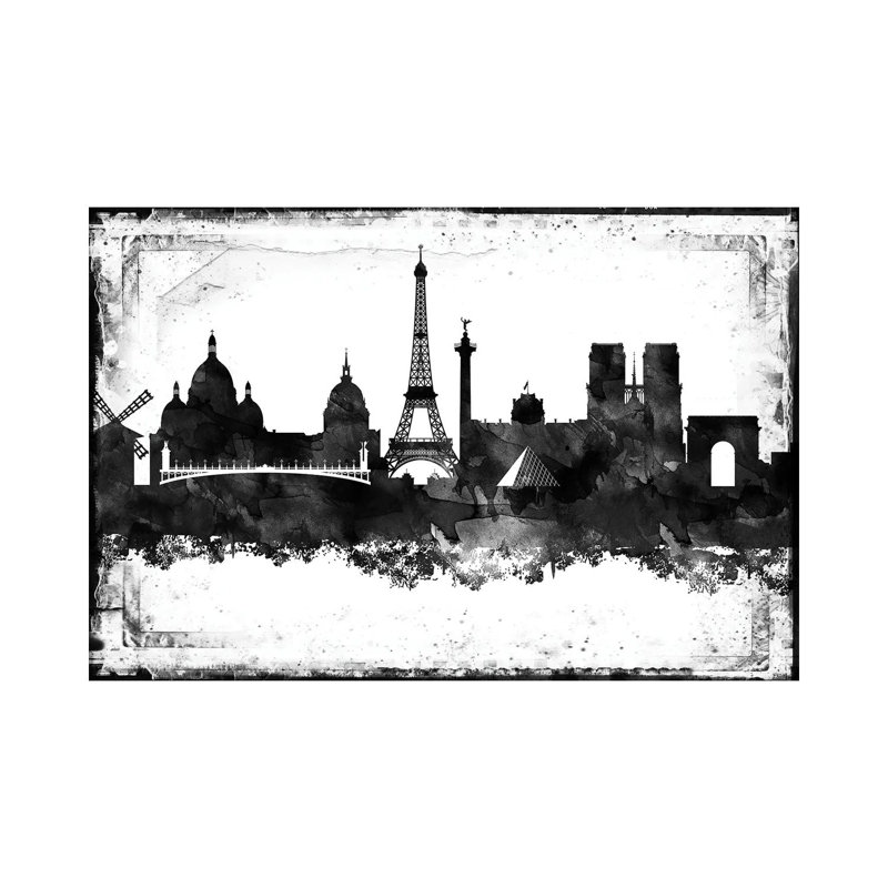 Paris Black And White Framed Skylines by WallDecorAddict - Wrapped Canvas Gallery-Wrapped Canvas Giclée, Wrapped Canvas