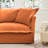 Of 2 Orange Chenille Armchairs With High - Back Pillows, Spacious Seating And Natural Stitching For Home Seat In Orange, Soft Removable Slipcovers Comfortable Relaxing