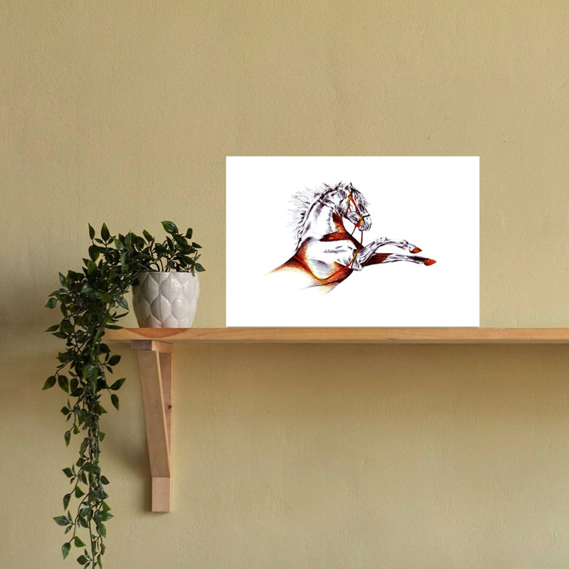 Reproduction d'art cheval contemporain, H 16 po x l 24 po
