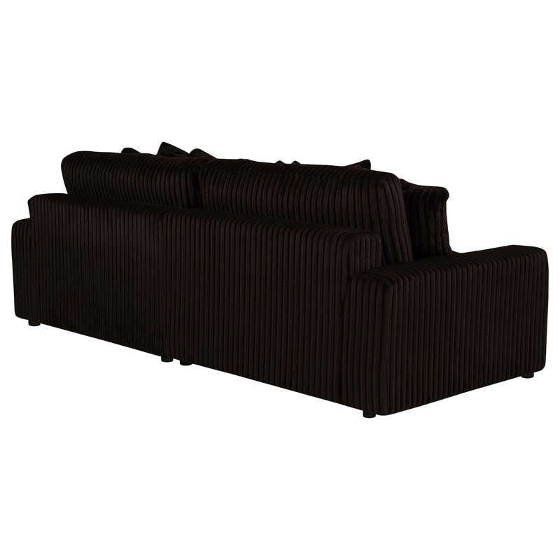 Wallburg Upholstered Reversible Chaise Sectional Sofa Chocolate, Chocolate Brown Corduroy (Wide-wale)