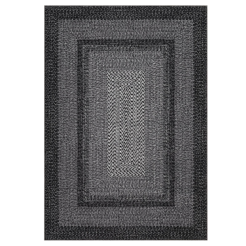 Machine Washable Non-Slip Non-Shedding Area Rugs for Living Room, Farmhouse Printed Braided Bordered Carpet, Stain Resistant Thin Foldable Floor Cover for Nursery Dining Room