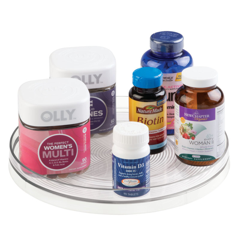 iDesign Recycled Plastic Lazy Susan Turntable Organizer, Pantry, Bathroom, General Storage and More, The Linus Collection - Clear