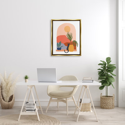 «Cat regarder Desert Dunes Modern Window View» par June Erica Vess - impression sur toile tendue