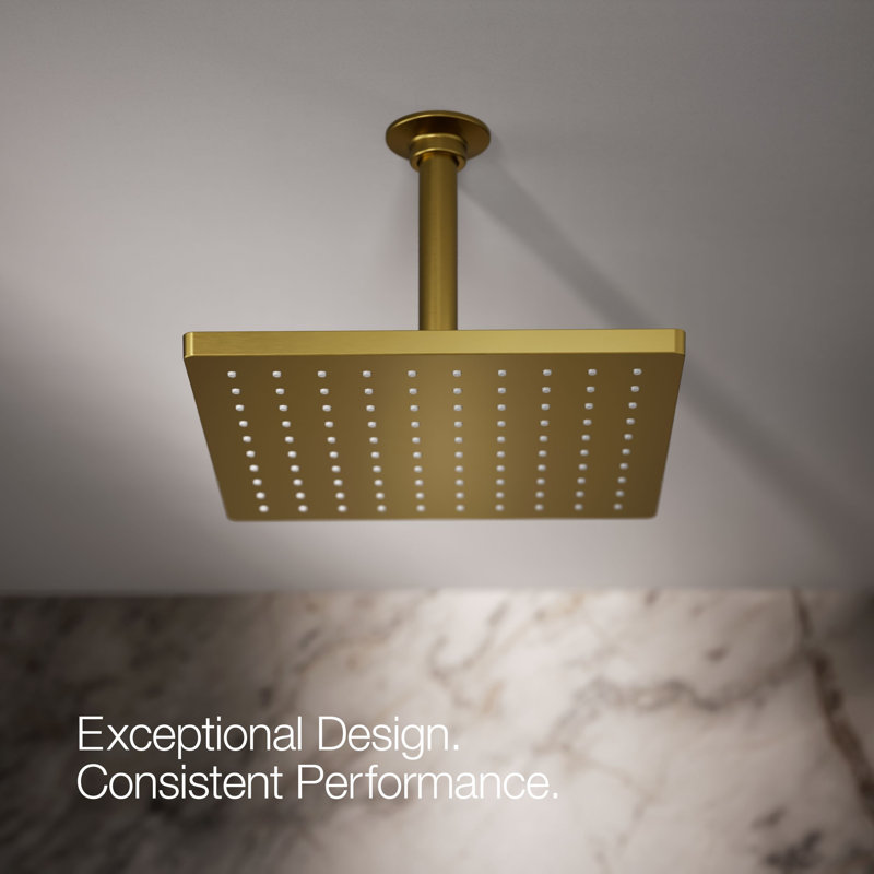 Honesty 10" Single-Function Wall or Ceiling-Mount Square Rainhead, Square Rain Showerhead 2.5 GPM