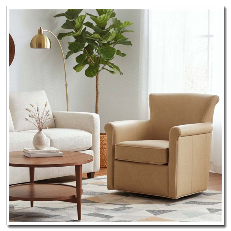 Fauteuil d'appoint pivotant en similicuir, Brun miel