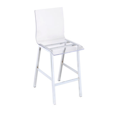 Clear Acrylic & Chrome Finish Counter Height Chair (Set Of 2)