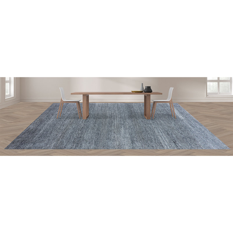 DAMADMARTGYBK Hand Knotted Area Rug in Gray, Rectangle 6' x 9'
