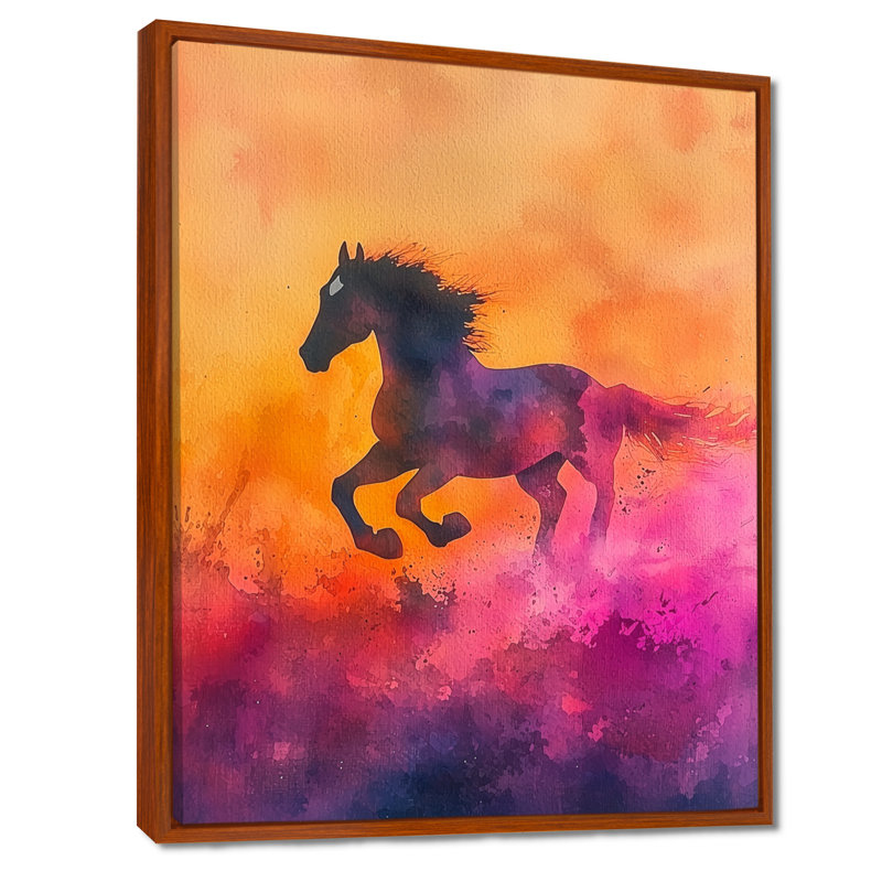 Margurete Fury Horse In Motion II - art mural grand cheval, H 44 po x l 34 po, Reproduction avec cadre flottant, Brun