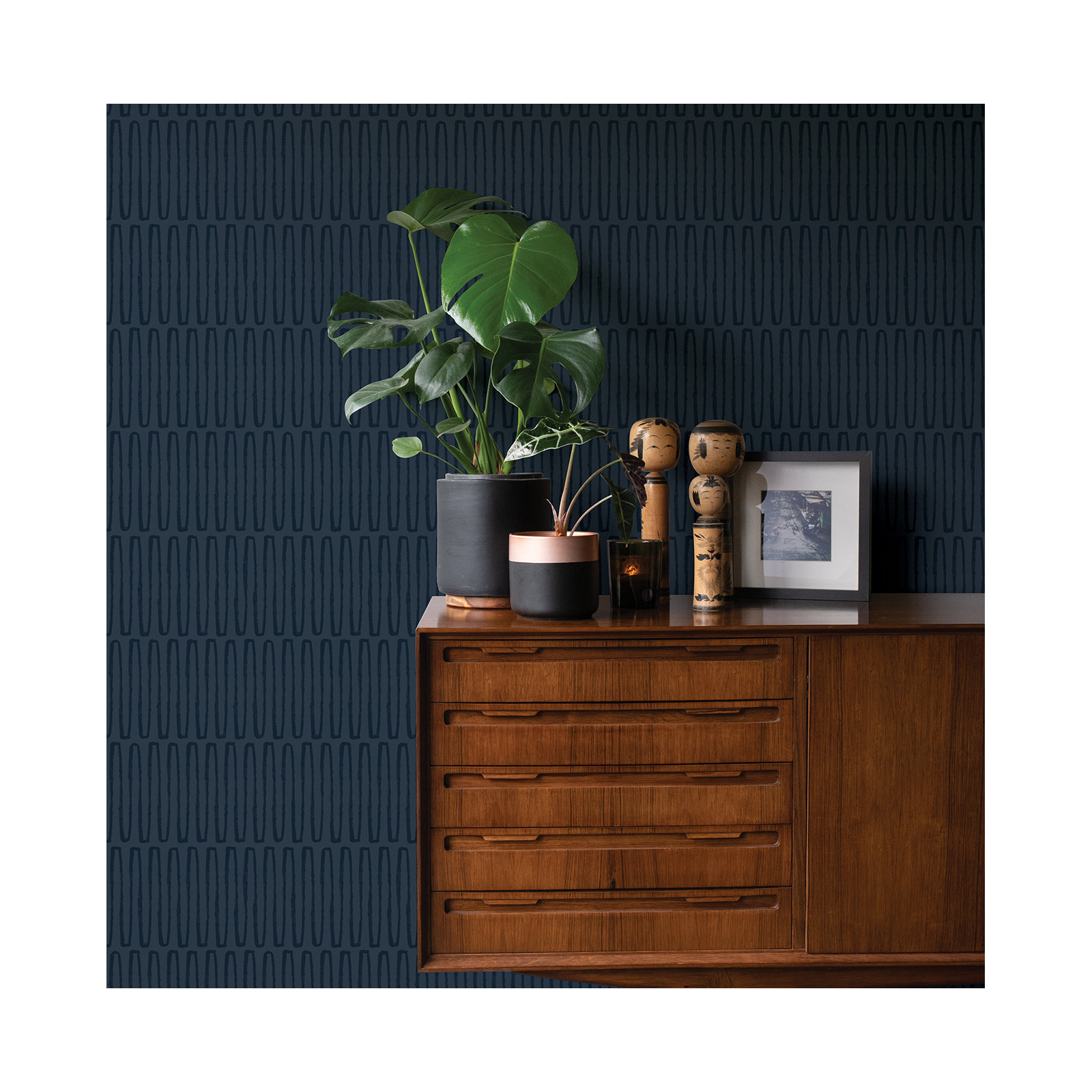 Anika Modern Geometric Wallpaper, Navy