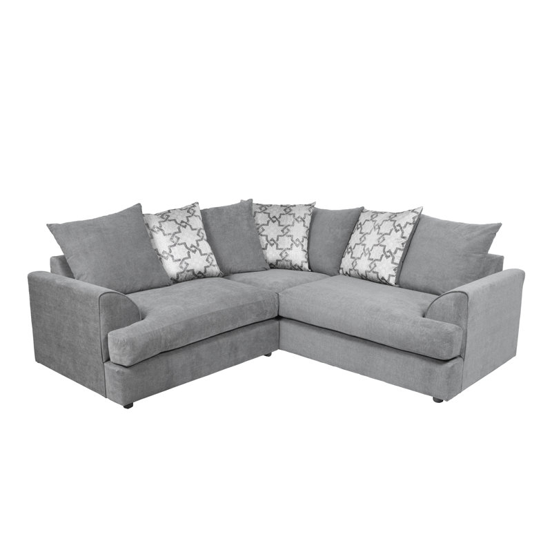 Floriberto 5 Seater Standard Corner Sofa with Ottoman, Grey Polyester