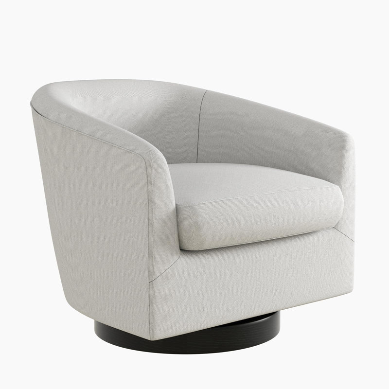 Fauteuil d'appoint pivotant, fauteuil tonneau en tissu 360 ° avec base en bois pour le salon, la chambre à coucher