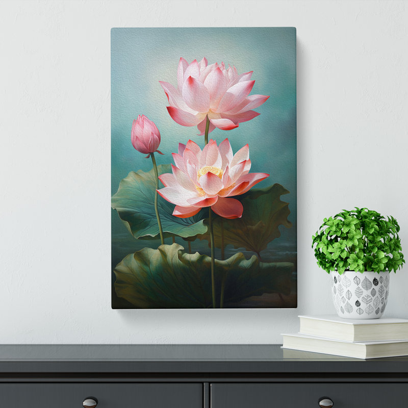 Lotus Flower Classicism Art - No Frame Print, 76cm H x 50cm W x 3cm D