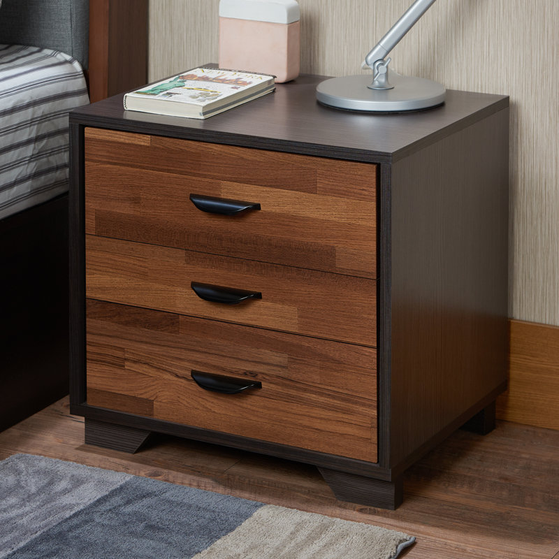 3-drawer Rectangular Accent Table, Walnut