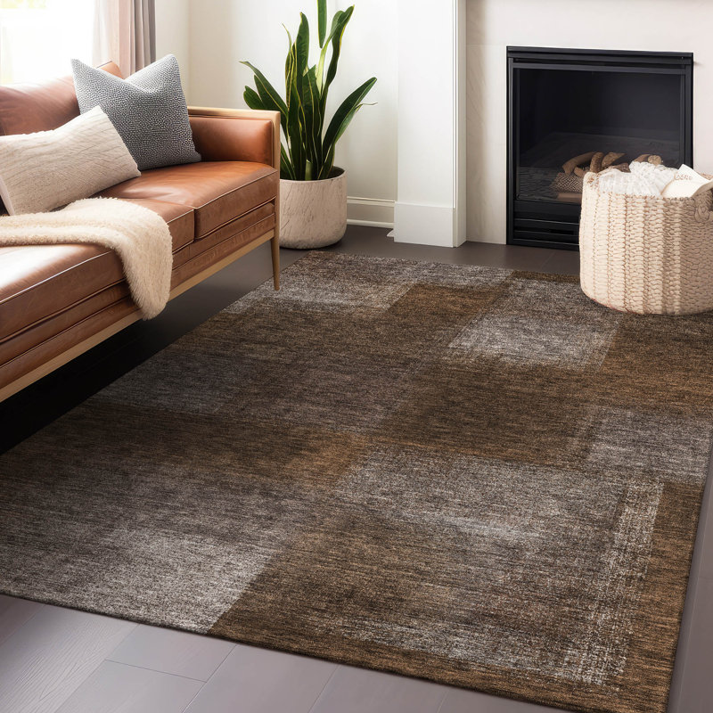 Premium Machine Washable Tweedy Chocolate Rug, Rectangle 10' x 14'
