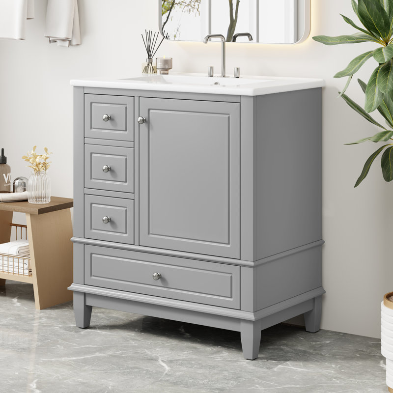 Meuble-lavabo 30 po avec lavabo, Gris