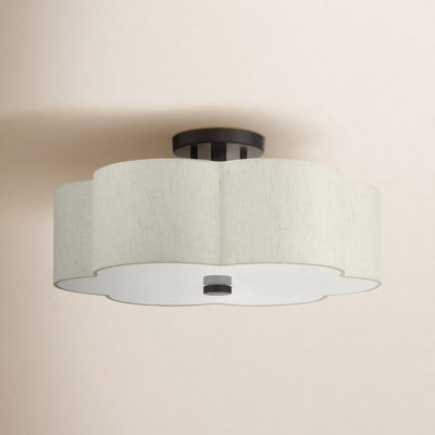 Copper Linen Blend Semi Flush Mount