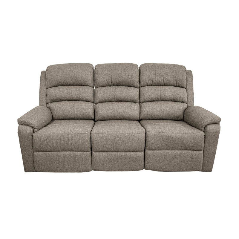 Modern Brown Recliner Motion Couch For Daily Rest Burlap Fabric Reclining Relaxation