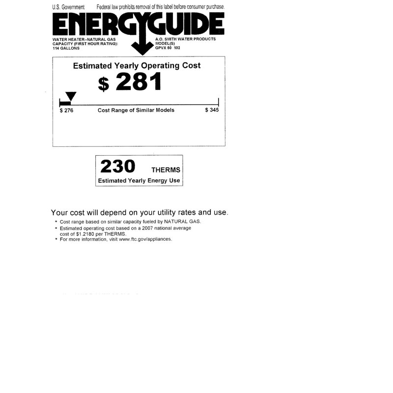 Chauffe-eau gpvx-50 chauffage à gaz résidentiel 50 gal gdv puissance 65 000 btu