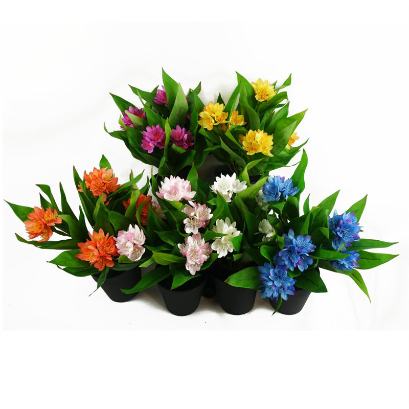 Plastic, Silk Freesia Arrangement in Pot, Dark Pink