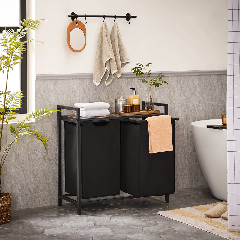 Laundry Sorter with Handles, Rustic Brown/Black