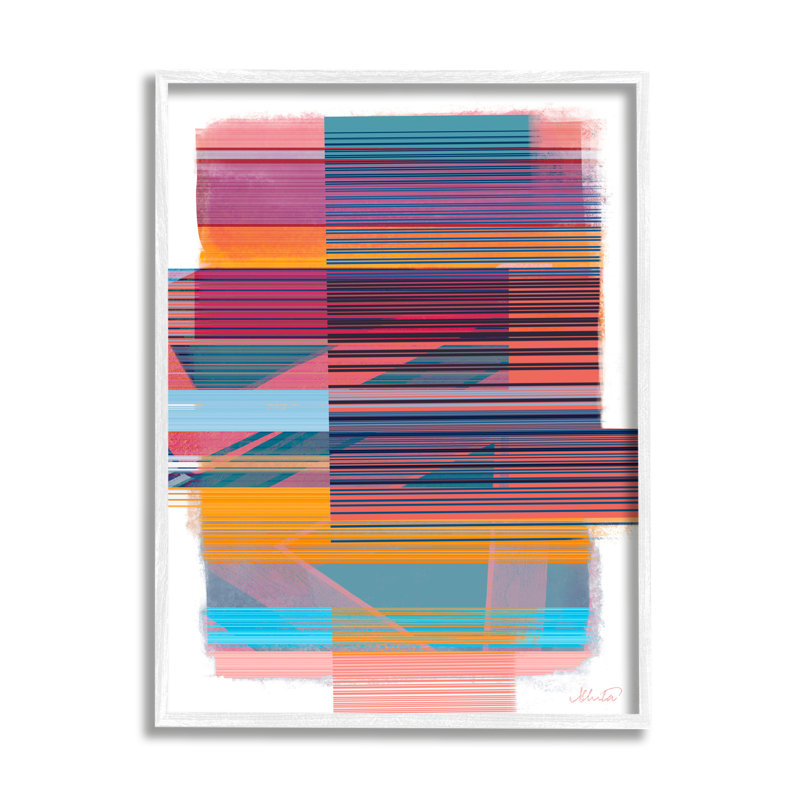 Lignes contemporaines abstraites, Giclée encadrée blanc bord de mer, H 30 po x l 24 po x P 1,5 po