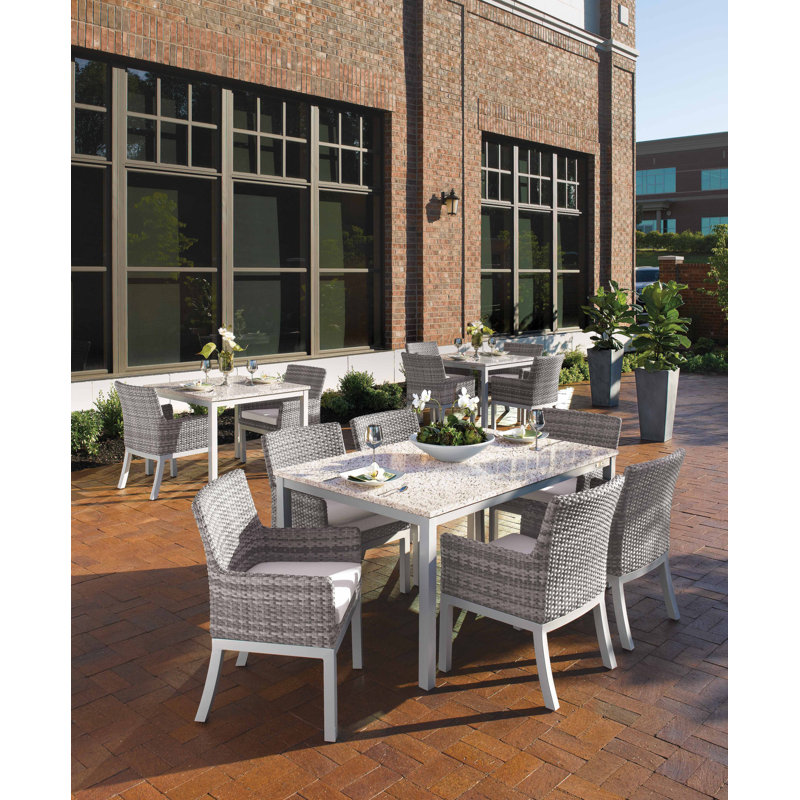 Travira Outdoor 7 - Piece Dining Set, Charcoal, Midnight Blue