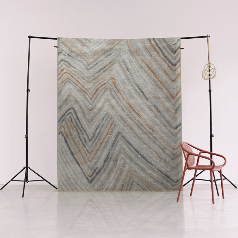 Tapis décoratif moderne multicolore à motif géométrique abstrait beige, Rectangle 2 pi 8 po x 5 pi