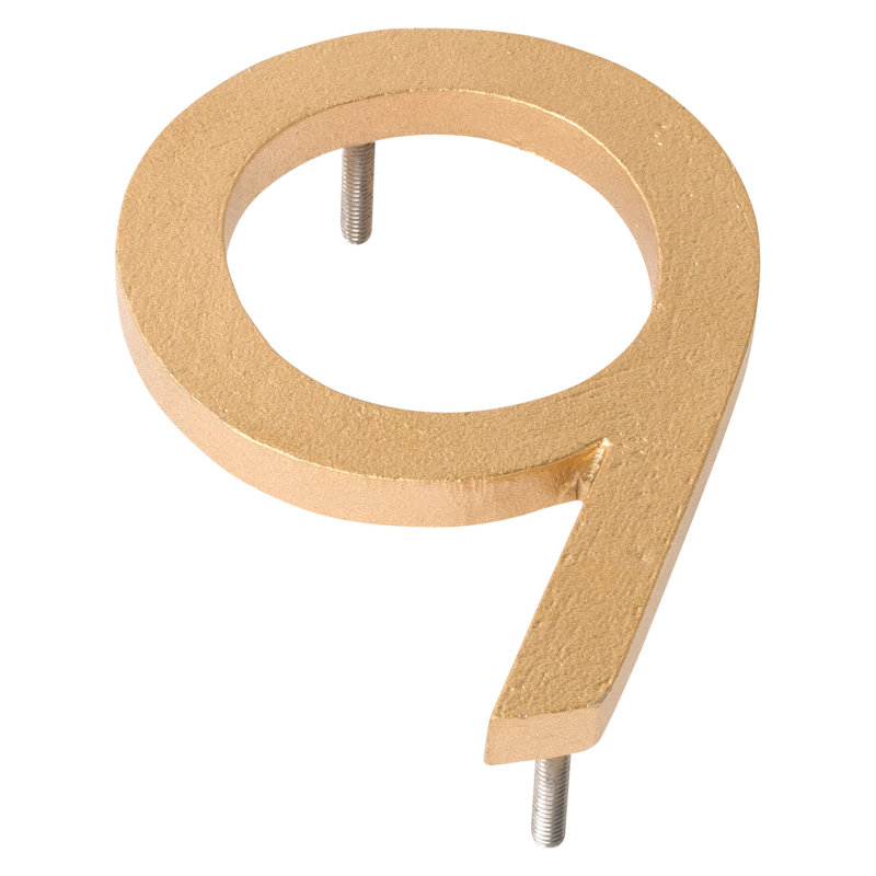 24 in. Flat Floating Mount House Number, Gold, 9