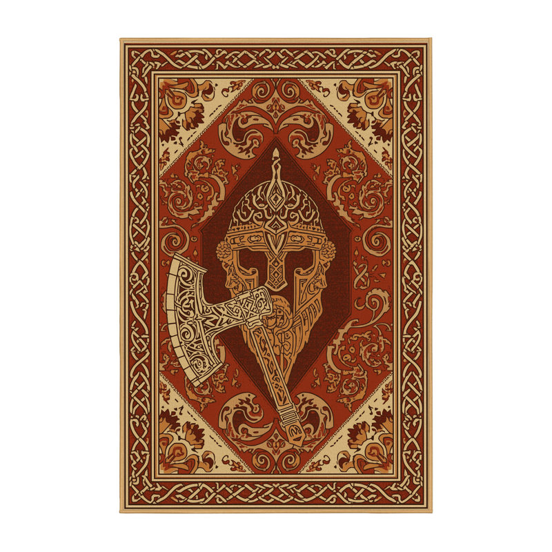 Tapis oriental traditionnel lavable à la machine en brun Warleigh - reliure brun clair, 7 x 9