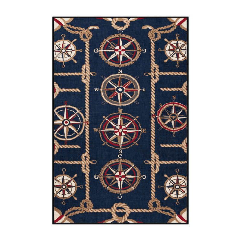 Washable Naval Design Plus Coastal Area Rug, Rectangle 3' x 5'