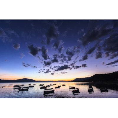 Boats At Sunset - Wrapped Canvas Print