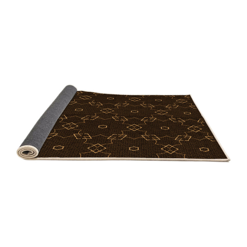 Tapis géométrique en laine orange, Rond 7 pi
