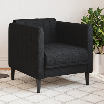  Canapé-fauteuil noir 100% polyester, contreplaqué, bois massif simple