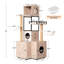 Arbre à chat de 63 po avec bac à litière, coussin lavable, poteaux à griffer de 7 cm d'épaisseur, compartiments de rangement intelligents et interactifs, maison multifonctionnelle de style américain, boîte incluse, coussin amovible,
