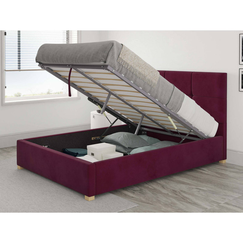 Moyers Upholstered Ottoman Storage Bed, Double (4'6), Berry