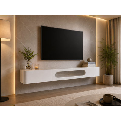 70-inch Floating TV Stand, Wall-mounted, Fully Assembled, for TVs up to 75", High Gloss