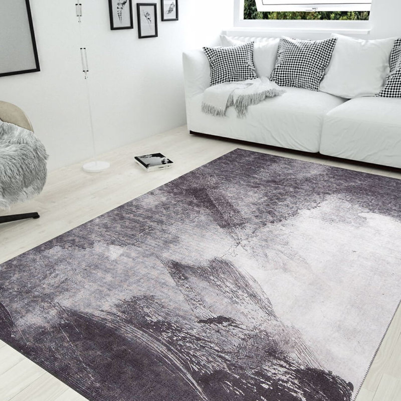 Luxurious Machine Washable Area Rug, 4.9 x 7.5 Feet, 100% Polyester, 1850 g/m², Pile Height: 0.2 inches | Eco-Friendly Recycled Poly Cotton Backing | Perfect for Living Room & Bedroom, Soft and Durable Design