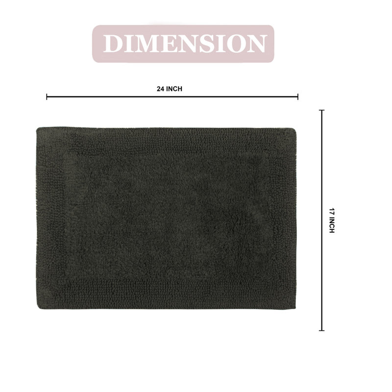 Tapis de bain réversible de couleur unie BRUSS, L 17 po x L 24 po, Gris