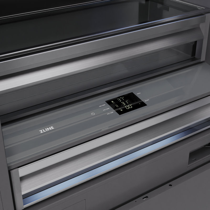 ZLINE Autograph 36 in. Panel Ready Refrigerator w/ Grey Interior and Black Accents, Panel Ready/Graphite Grey/Polished Gold