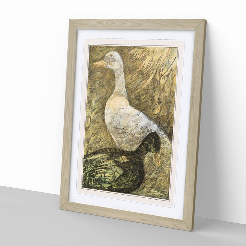 Two Standing Ducks by Theo Van Hoytema - Picture Frame Painting, Oak Framed, 36cm H x 27cm W x 2cm D